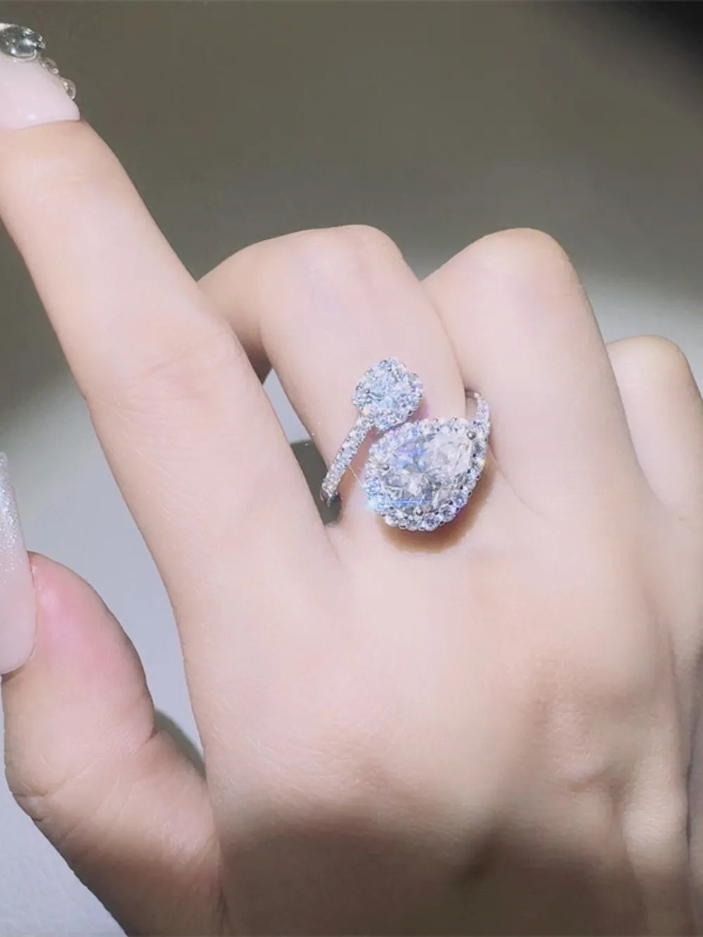 2 Carat Moissanite 925 Sterling Silver Bypass Ring OutfitFlow