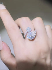 2 Carat Moissanite 925 Sterling Silver Bypass Ring OutfitFlow