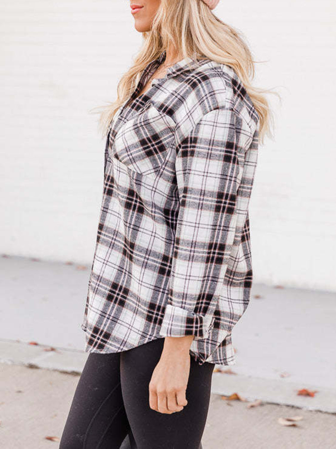 Outfit Flow - Plaid Collared Neck Long Sleeve Shirt