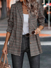 Outfit Flow - Plaid Button Up Lapel Collar Blazer