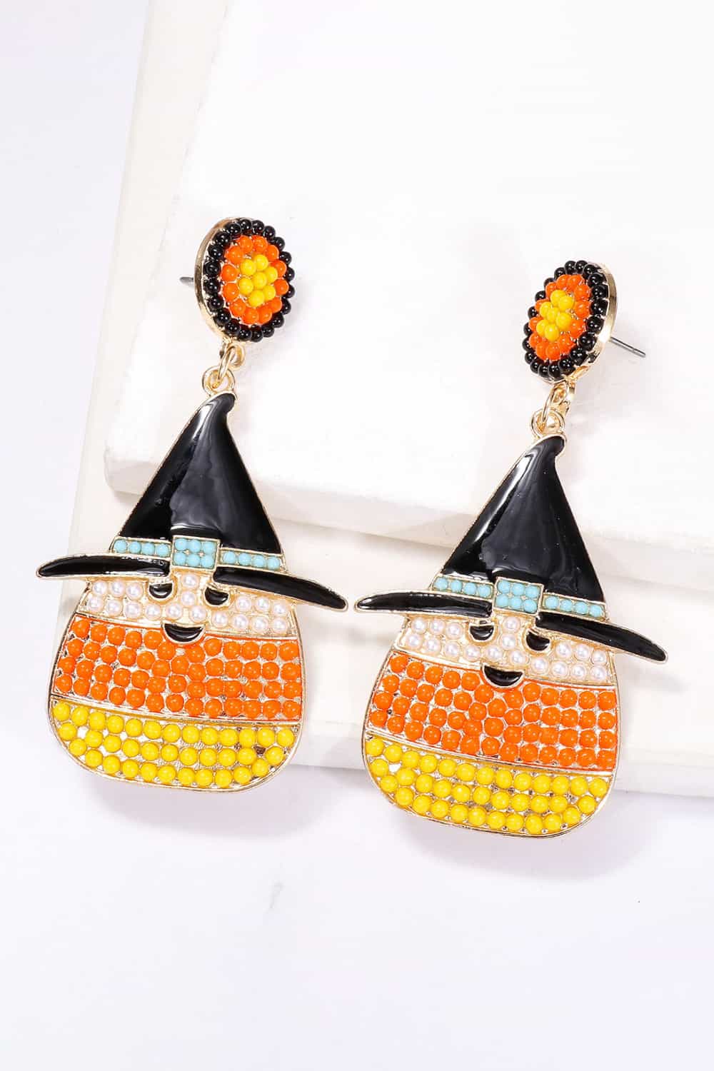 Witch's Hat Shape Synthetic Pearl Dangle Earrings OutfitFlow