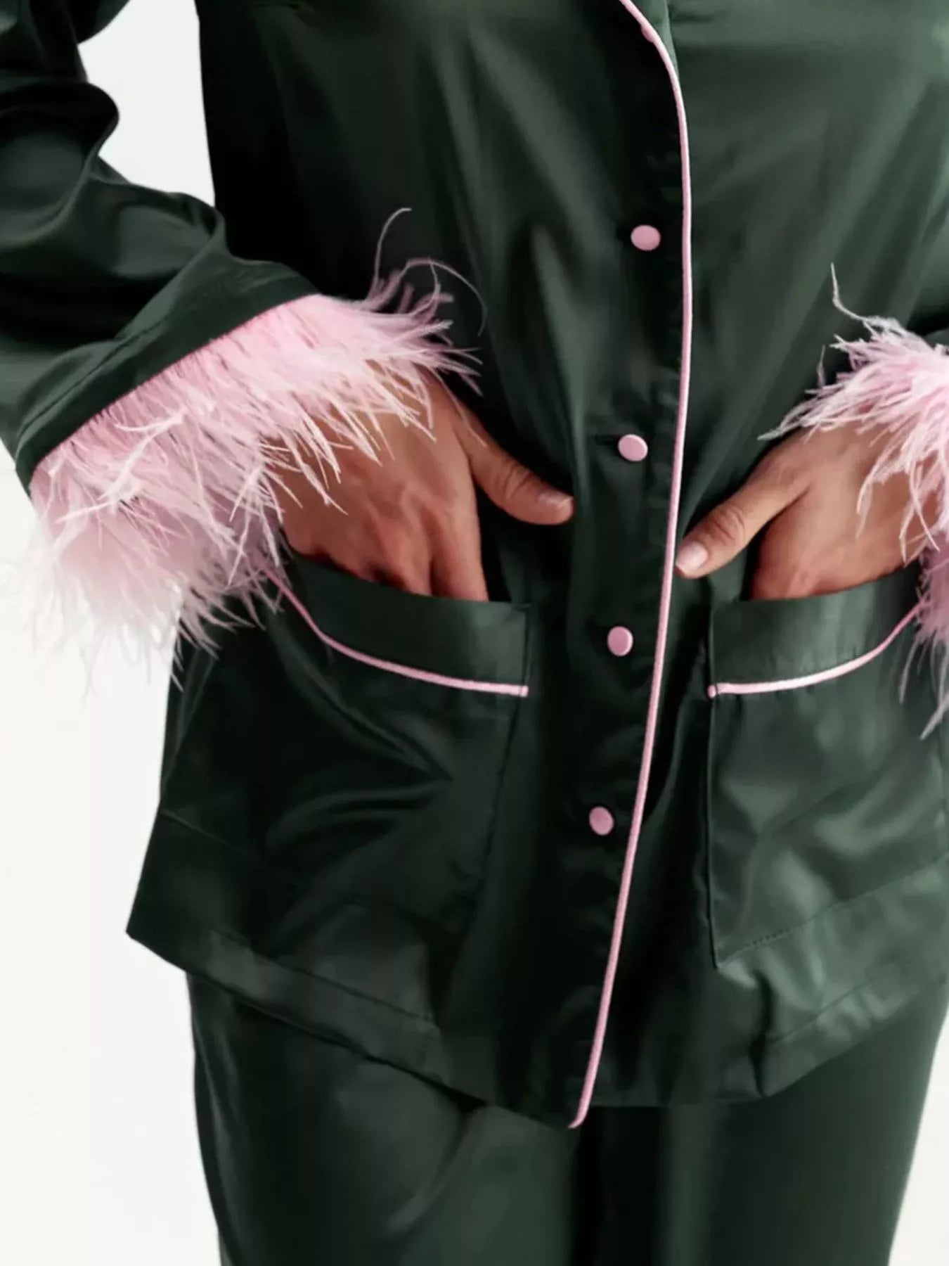 Silky Button Up Top and Pants Lounge Set OutfitFlow