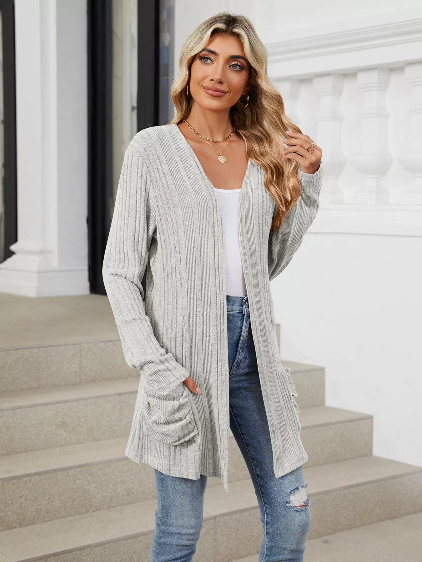 Open Front Long Cardigan OutfitFlow