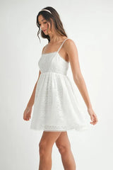 MABLE Eyelet Lace Babydoll Mini Cami Dress OutfitFlow
