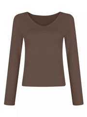 Full Size Slim Fit V-Neck Long Sleeve T-Shirt Plus Size Trendsi
