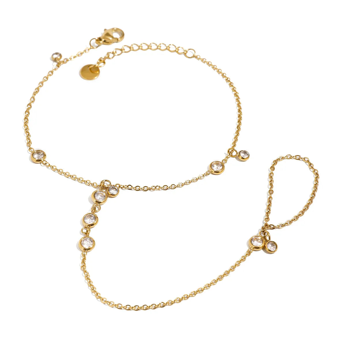 18K Gold-Plated Inlaid Rhinestone Chain Bracelet OutfitFlow