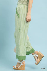 Umgee Stripe Scallop Hem Wide Leg Pants OutfitFlow