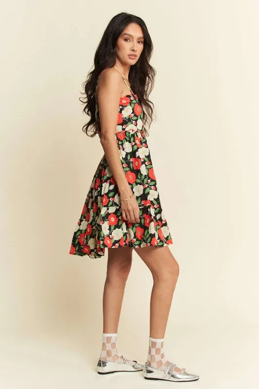 Davi & Dani Floral Scalloped Cutout Back Mini Dress OutfitFlow