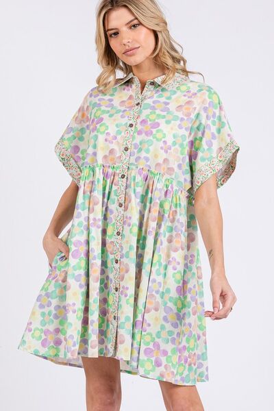 Floral Babydoll Short Sleeves Dress OutfitFlow