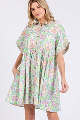 Floral Babydoll Short Sleeves Dress OutfitFlow