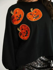 Halloween Pumpkin Round Neck Sweatshirt OutfitFlow