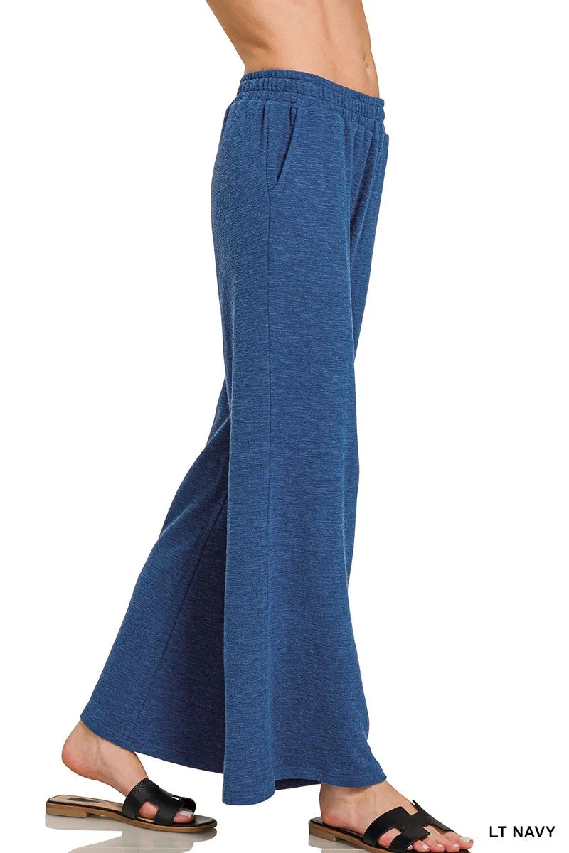 Zenana Cotton Slub Wide Leg Pants OutfitFlow
