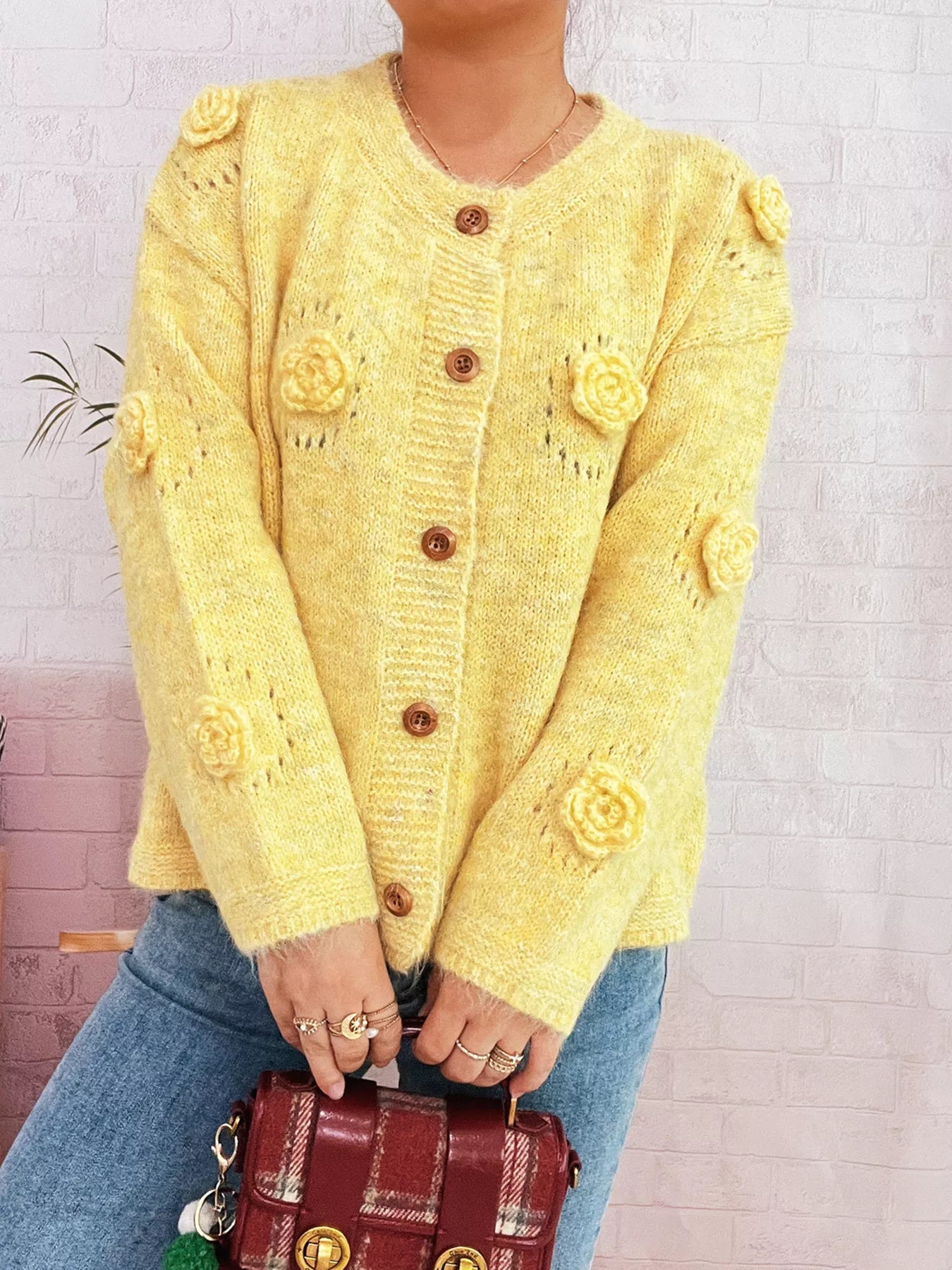 Flower Button-Up Cardigan OutfitFlow