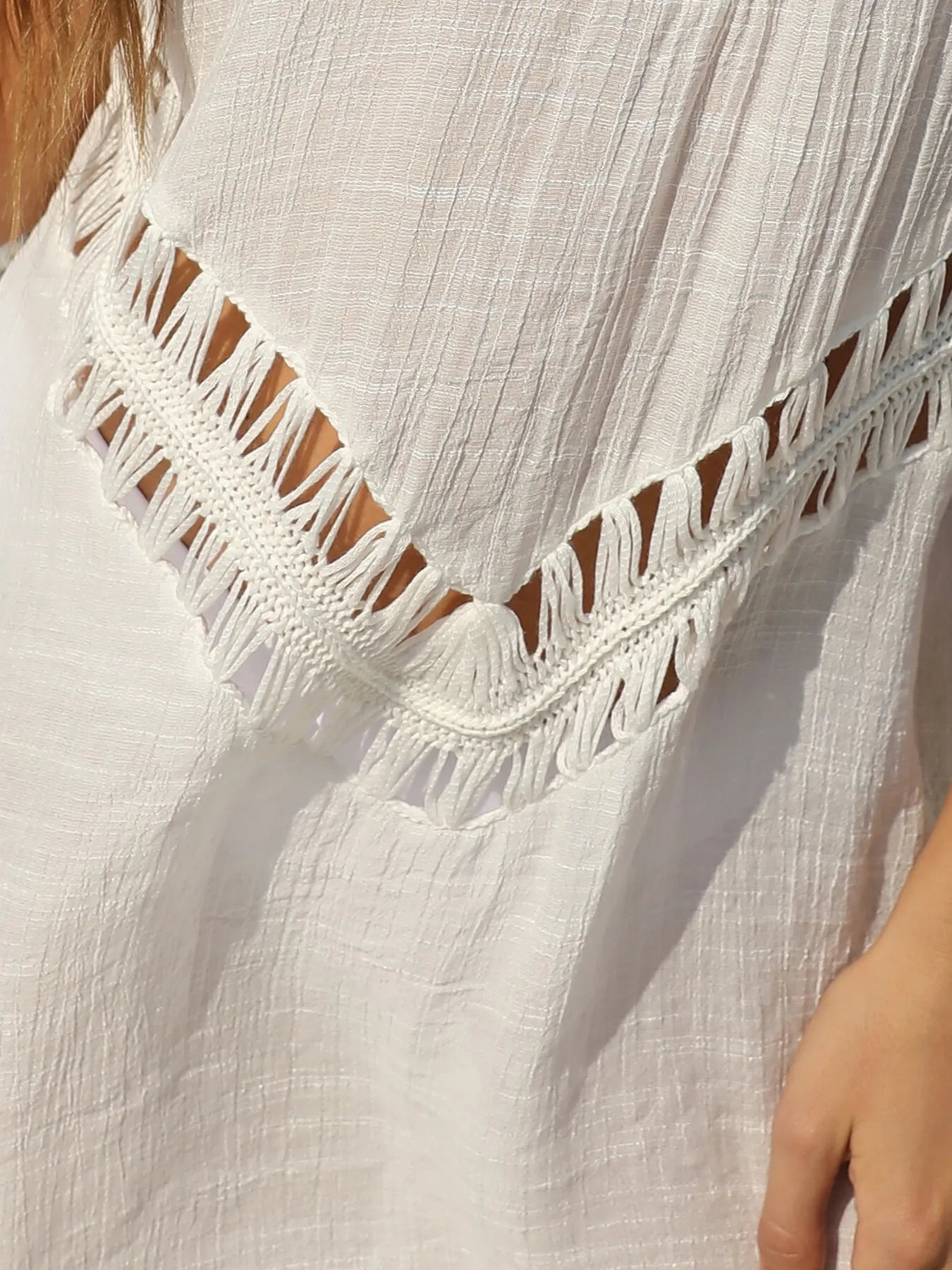 Crochet Detail Beach Cover Up Dress OutfitFlow