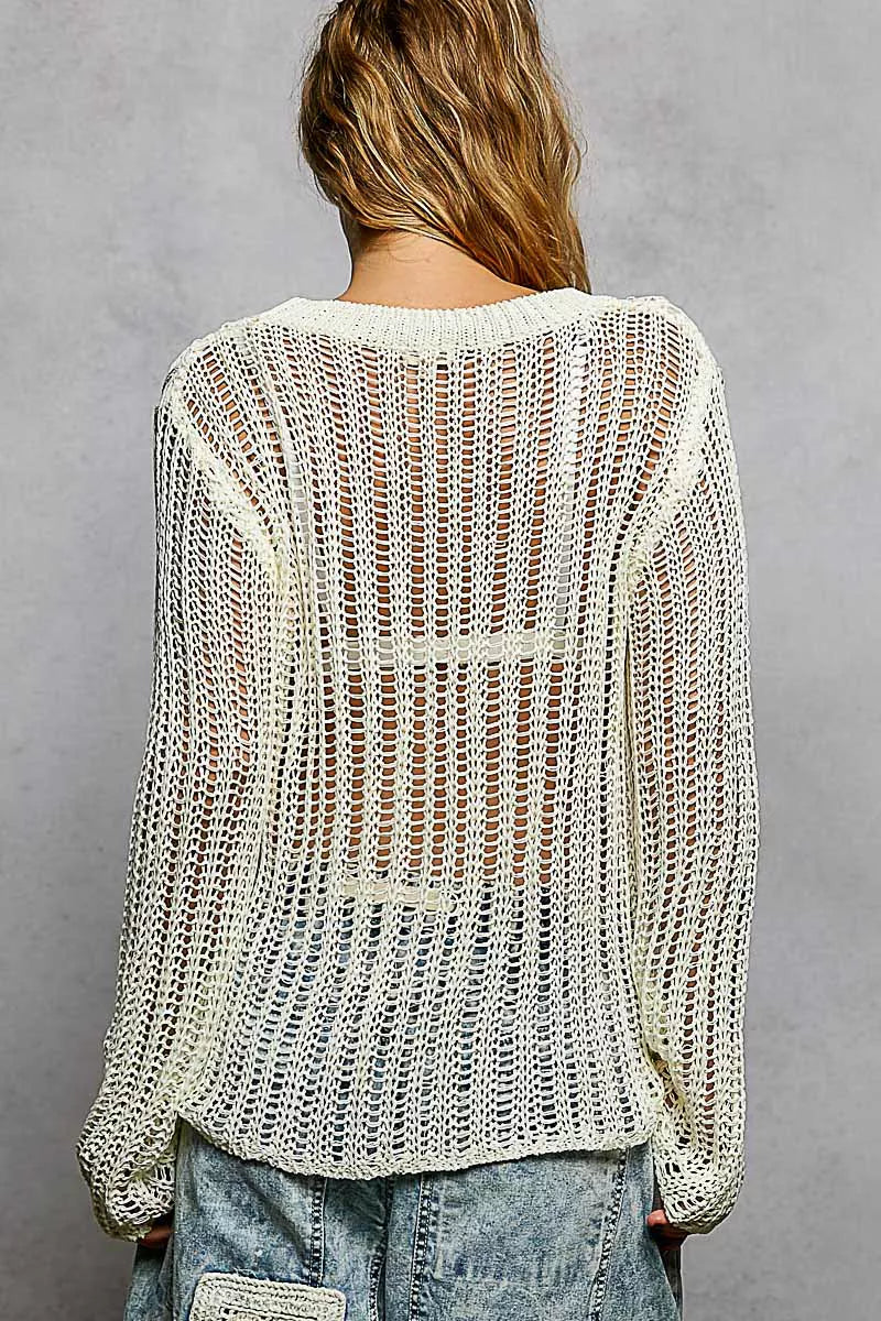 POL Openwork Round Neck Knit Cover Up OutfitFlow