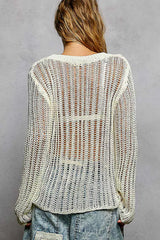 POL Openwork Round Neck Knit Cover Up OutfitFlow