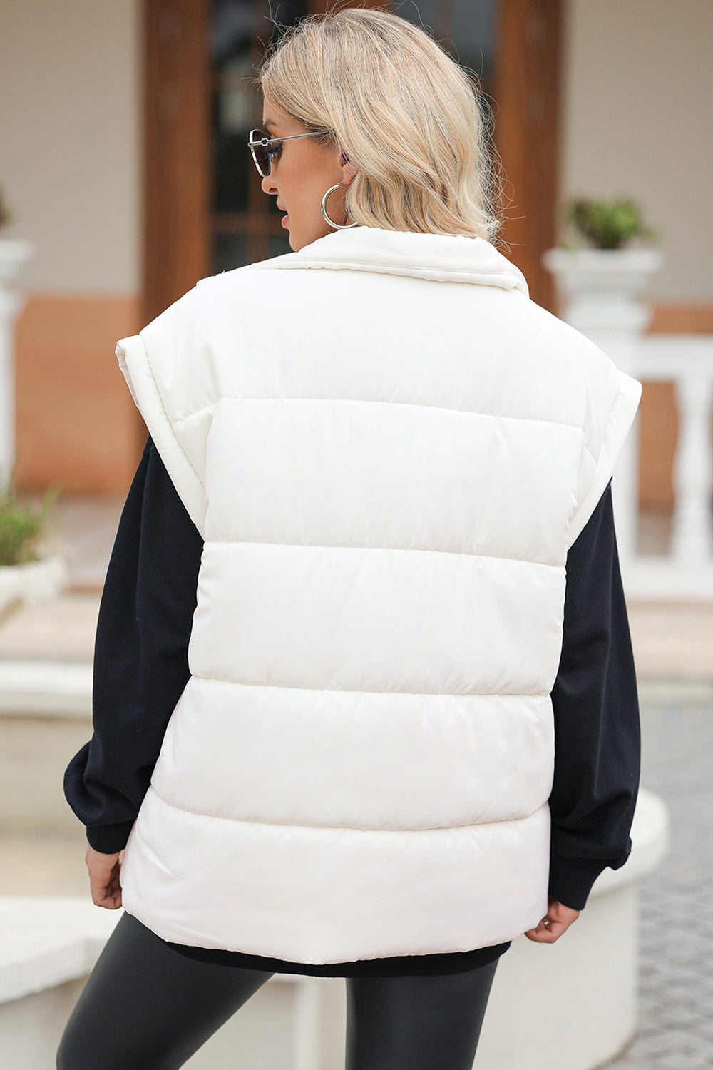 Outfit Flow - Zip Up Puffer Vest Coat with Pockets