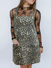 Leopard Print Denim Overall Dress Leopard OutfitFlow