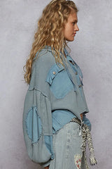 POL Contrast Cropped Jacket with Raw Edge Detail OutfitFlow