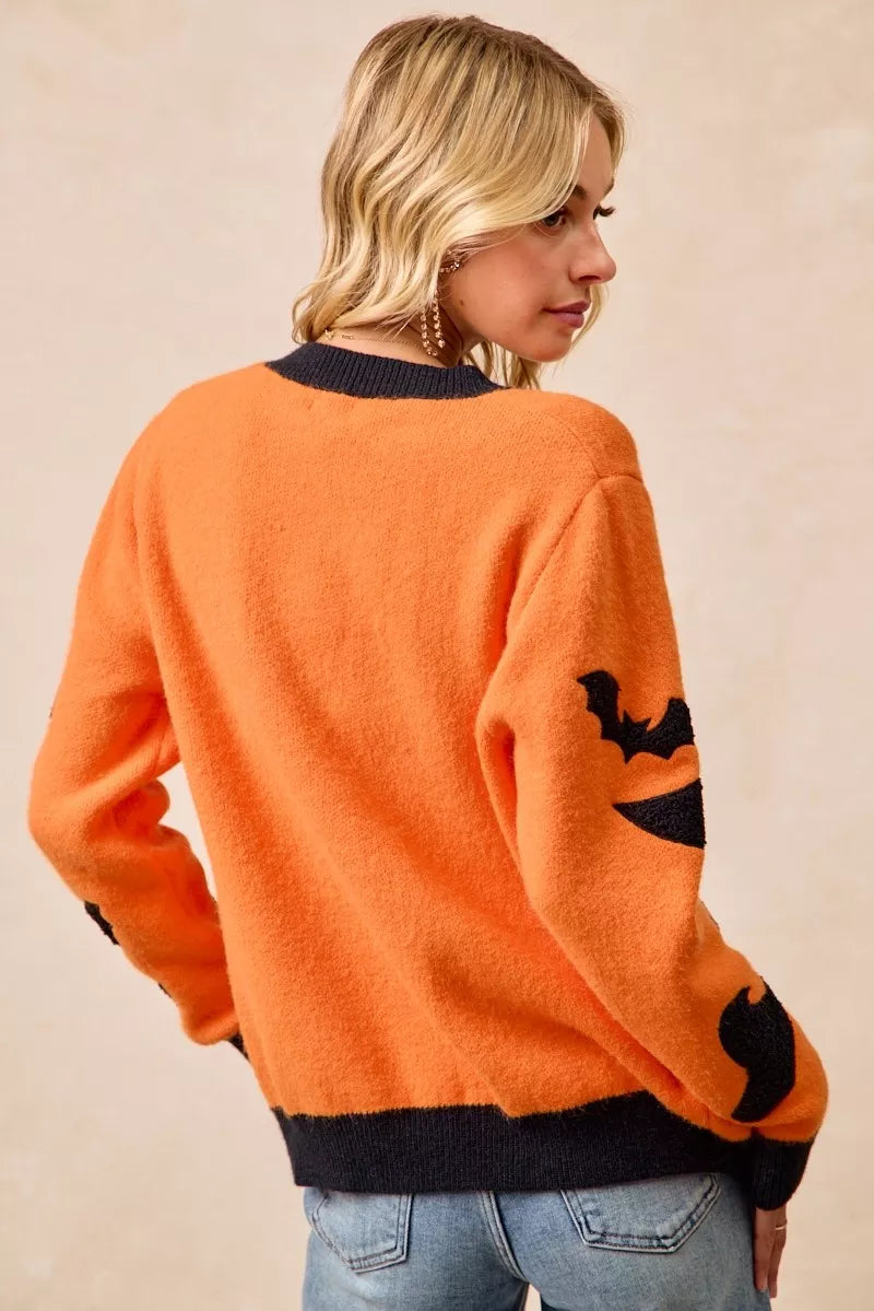 BiBi Halloween Witch Hat Moon Bat Artwork Cardigan Trendsi