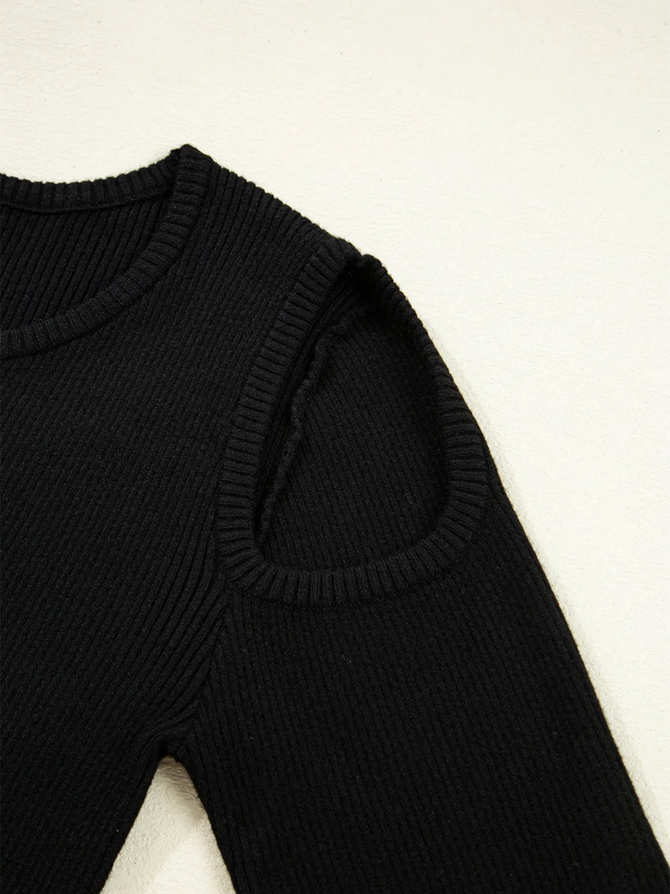 Ribbed Knit Cold Shoulder Sweater OutfitFlow