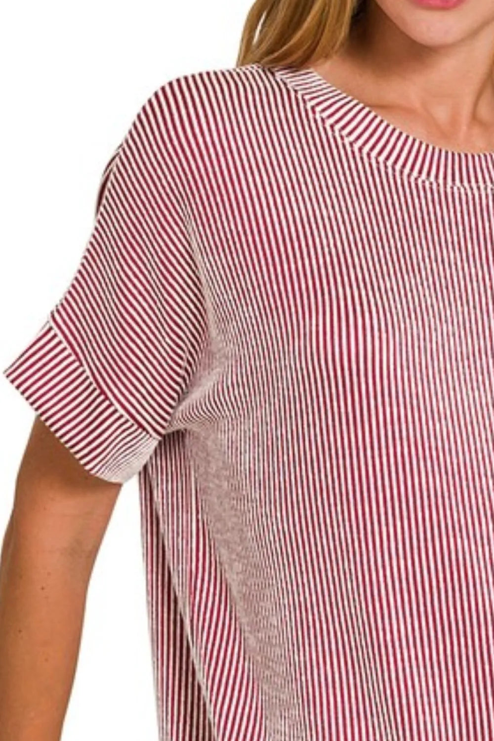 Zenana Corded Rib Short Sleeve T-Shirt OutfitFlow