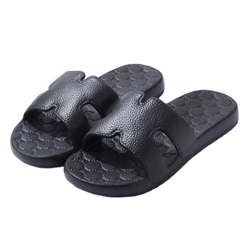 Open Toe Platform Slippers Black OutfitFlow