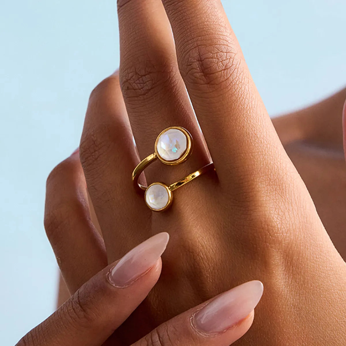 18K Gold-Plated Inlaid Zircon Open Ring Gold One Size OutfitFlow