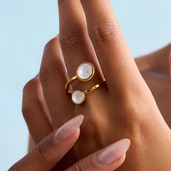 18K Gold-Plated Inlaid Zircon Open Ring Gold One Size OutfitFlow