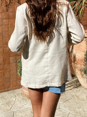 Lapel Collar Long Sleeve Blazer OutfitFlow