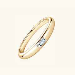 925 Sterling Silver Inlaid Moissanite Ring Gold Rectangular Drill OutfitFlow