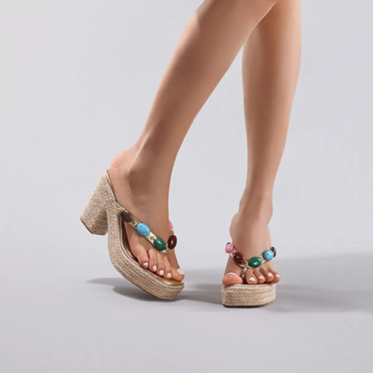Toe Post Block Heels Sandals OutfitFlow