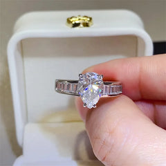 3 Carat Moissanite 925 Sterling Silver Ring OutfitFlow