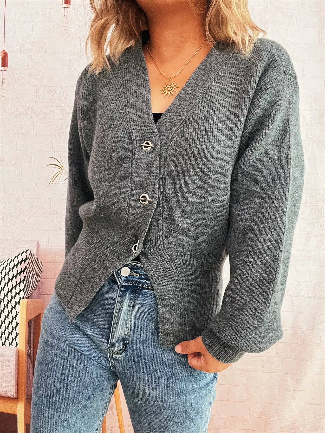 Button Up Long Sleeve Cardigan OutfitFlow