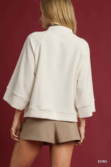 Umgee Textured Knit V-Neck Top Trendsi
