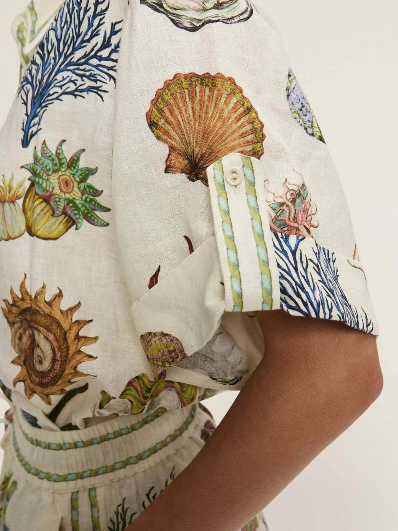 Printed Button Up Shirt and Shorts Set OutfitFlow