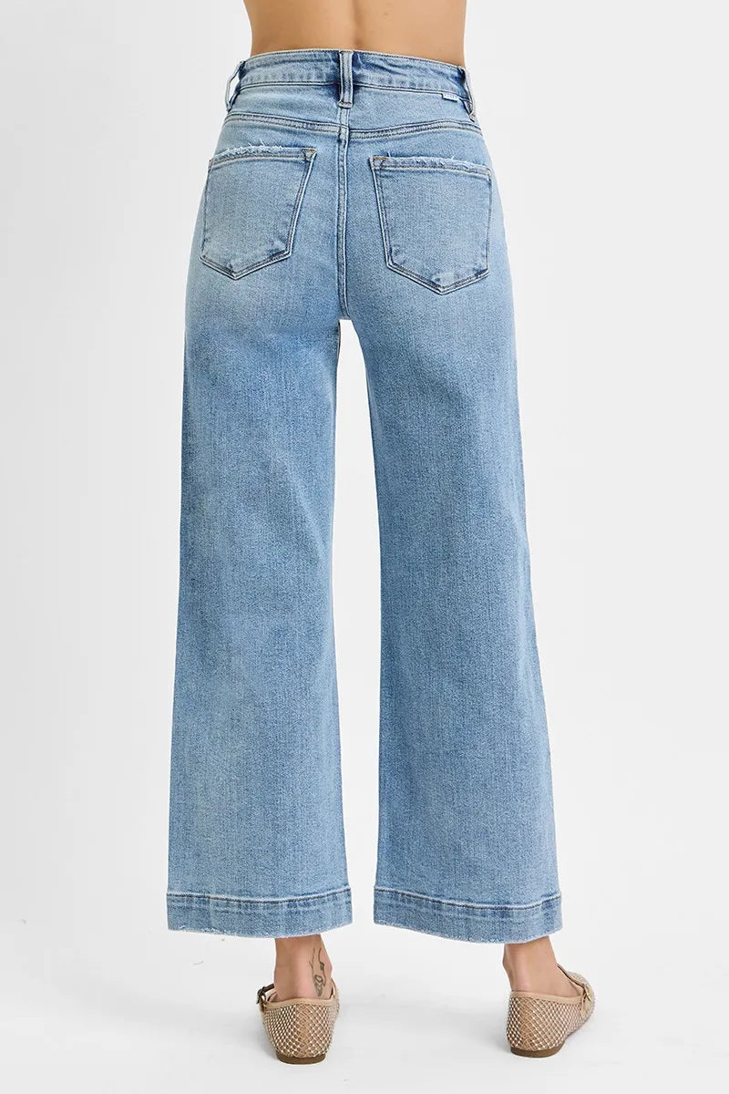 RISEN Full Size High Rise Crop Wide Leg Jeans Plus Size OutfitFlow