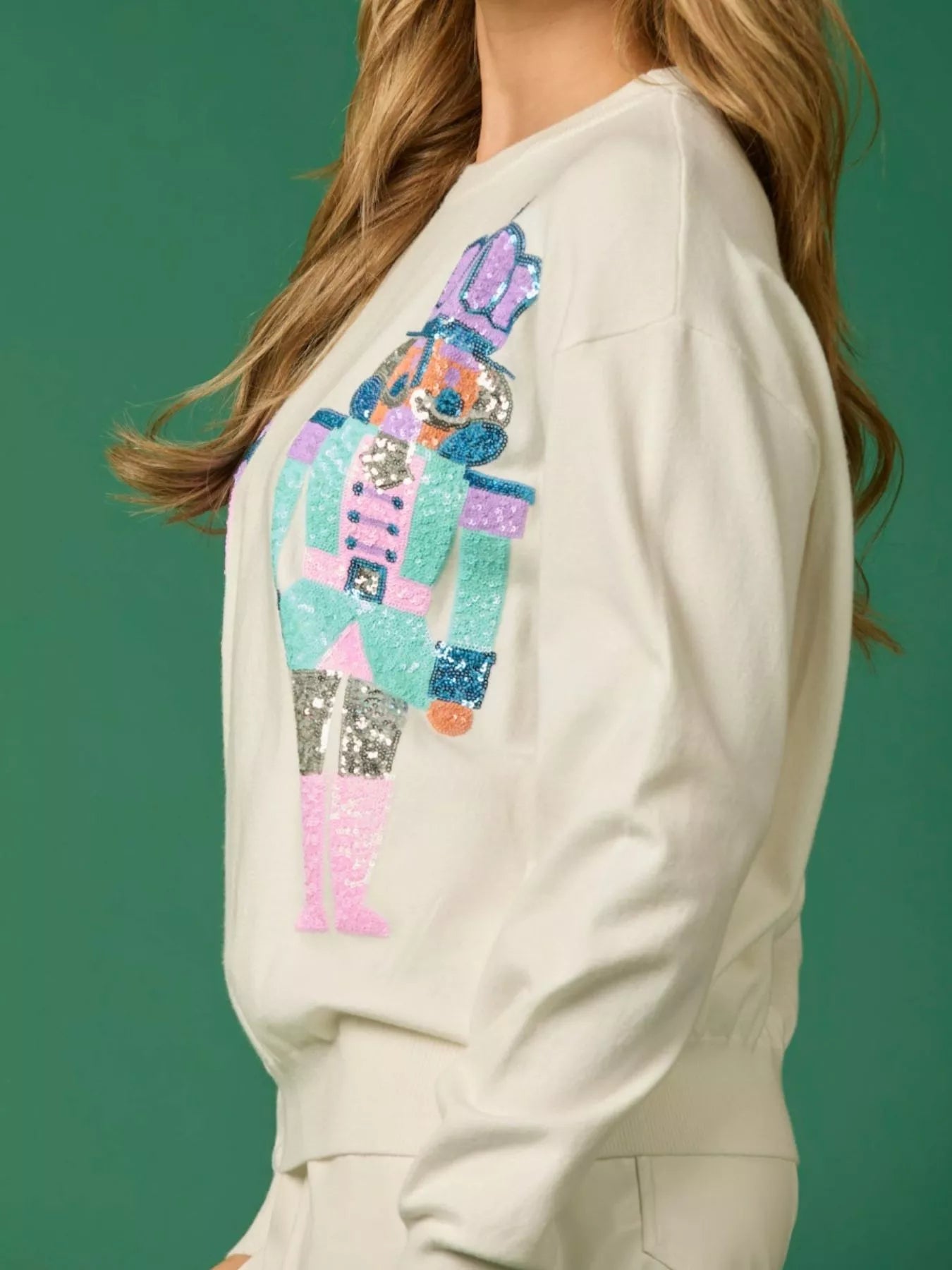 Sequined Nutcracker Long Sleeve Sweatshirt OutfitFlow