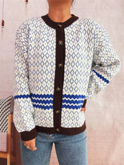 Geometric Pattern Button Up Cardigan OutfitFlow