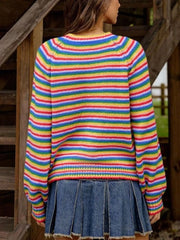 Rainbow Striped Pullover Sweater OutfitFlow