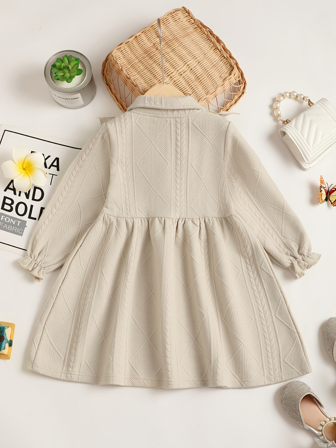 Children's Ruffled Bow Collared Neck Dress OutfitFlow