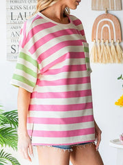 Striped Oversized Short Sleeve T-Shirt OutfitFlow