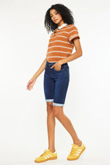 Kancan Mid Rise Bermuda Denim Shorts OutfitFlow