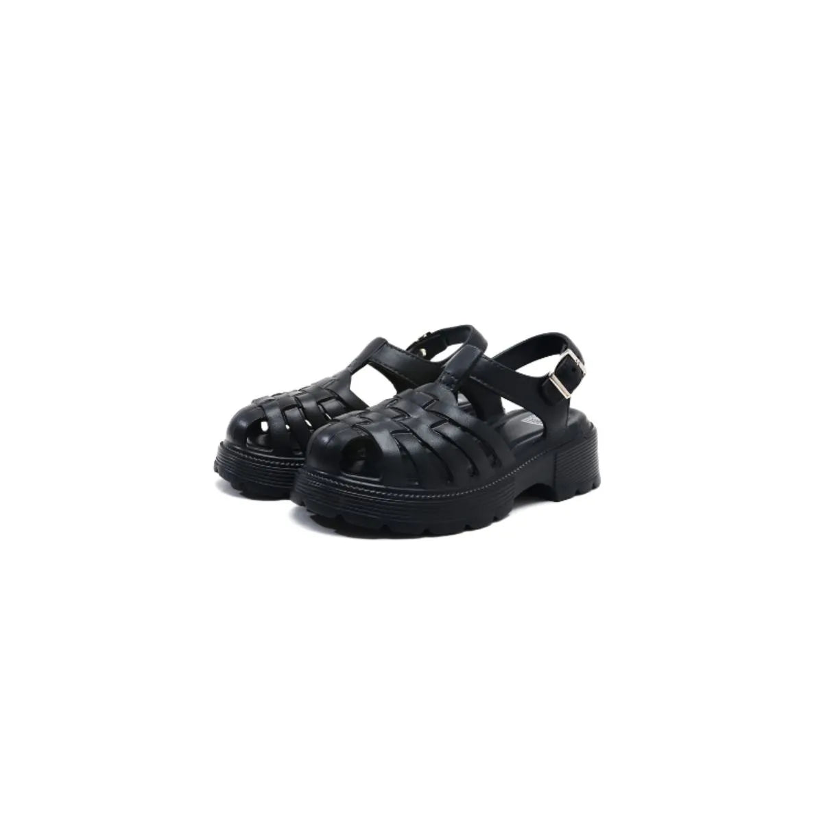 Round Toe Platform Sandals Black OutfitFlow
