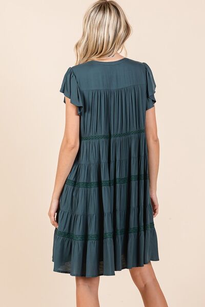 Mittoshop Lace Detail Ruffled Button Down Tiered Dress OutfitFlow