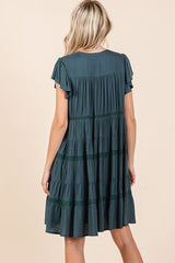 Mittoshop Lace Detail Ruffled Button Down Tiered Dress OutfitFlow