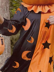 Halloween Two-Tone Star & Moon Print Jumpsuit OutfitFlow