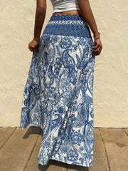 Printed High Waist Maxi Skirt OutfitFlow