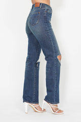 Judy Blue Full Size Hw Ripped Knee Dad Jeans Plus Size OutfitFlow