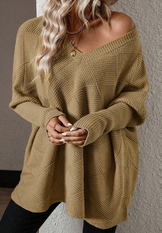 Outfit Flow - V-Neck Batwing Sleeve Sweater